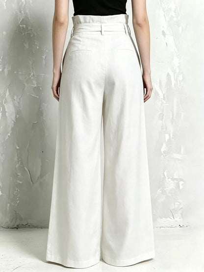 Full Size Wide-Leg Paperbag Waist Pants Plus Size