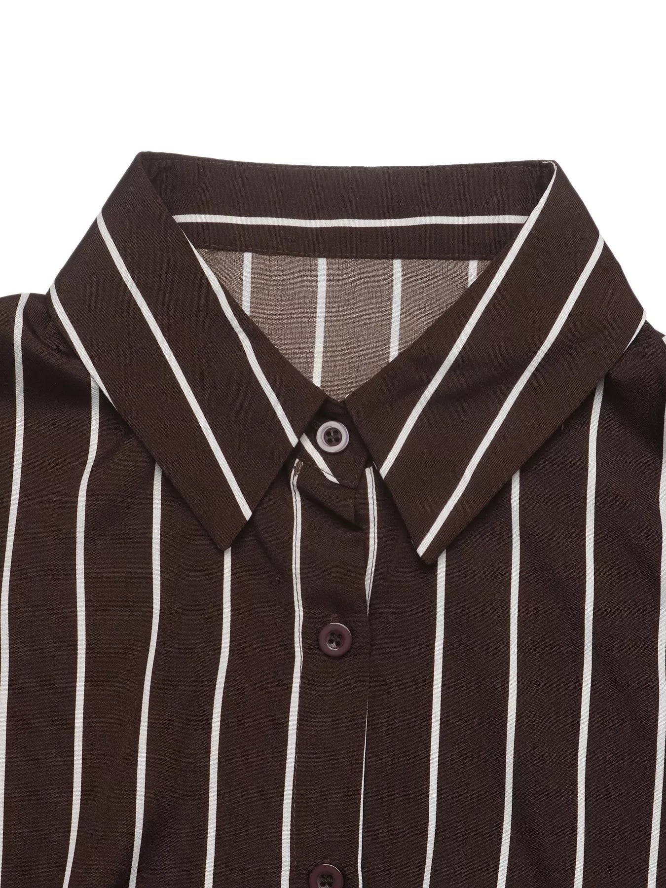 Striped Long Sleeve Belted Shirt Dress