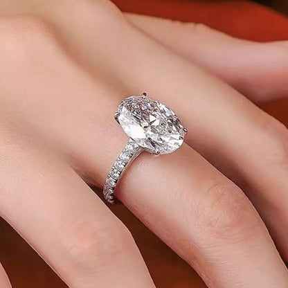 3 Karat 925 Sterling Silber Moissanit Oval Ring