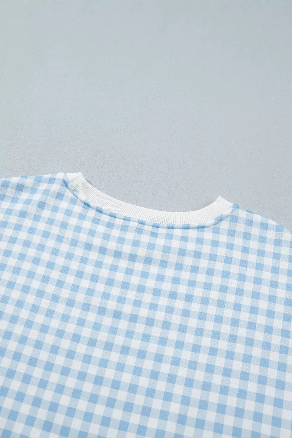Gingham Long Sleeve Sweatshirt and Shorts Set