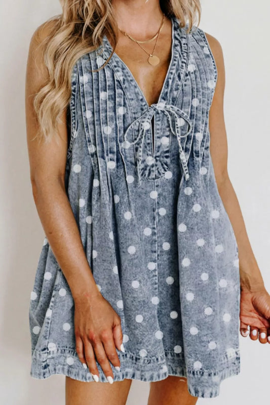 Vintage Polka Dot Denim Romper