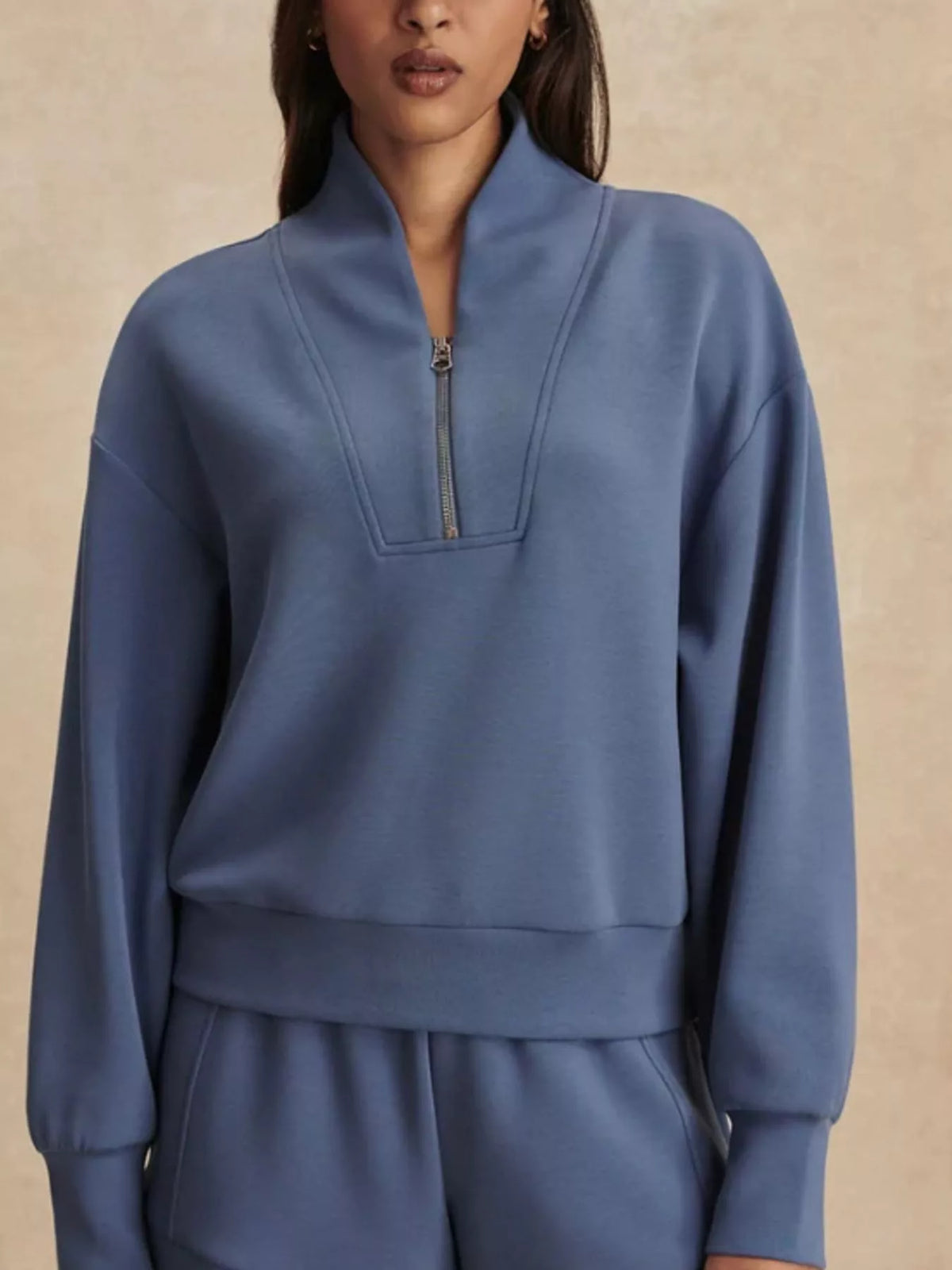 Quarter-Zip Sweatshirt and Wide-Leg Pants Set