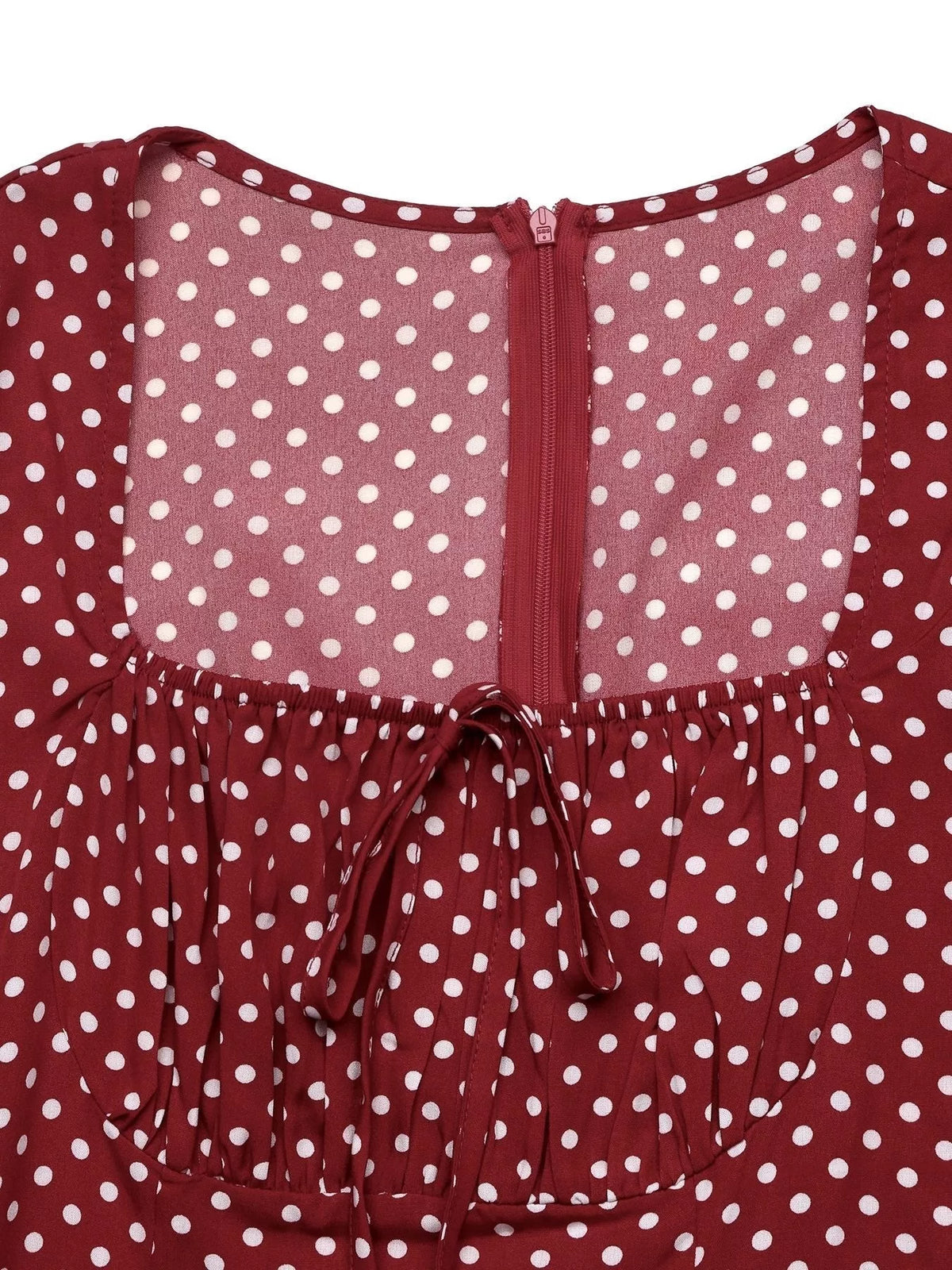 Square Neck Polka Dot Long Sleeve Maxi Dress