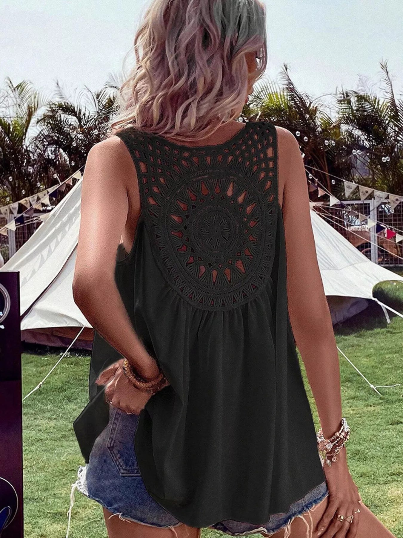 Crochet V-Neck Tank Top