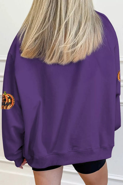 Sequin Pumpkin Spooky Halloween Sweatshirt