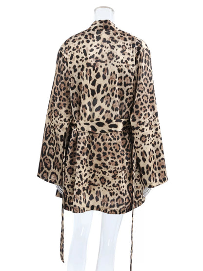 Leopard Bra & Cardigan and Shorts Set
