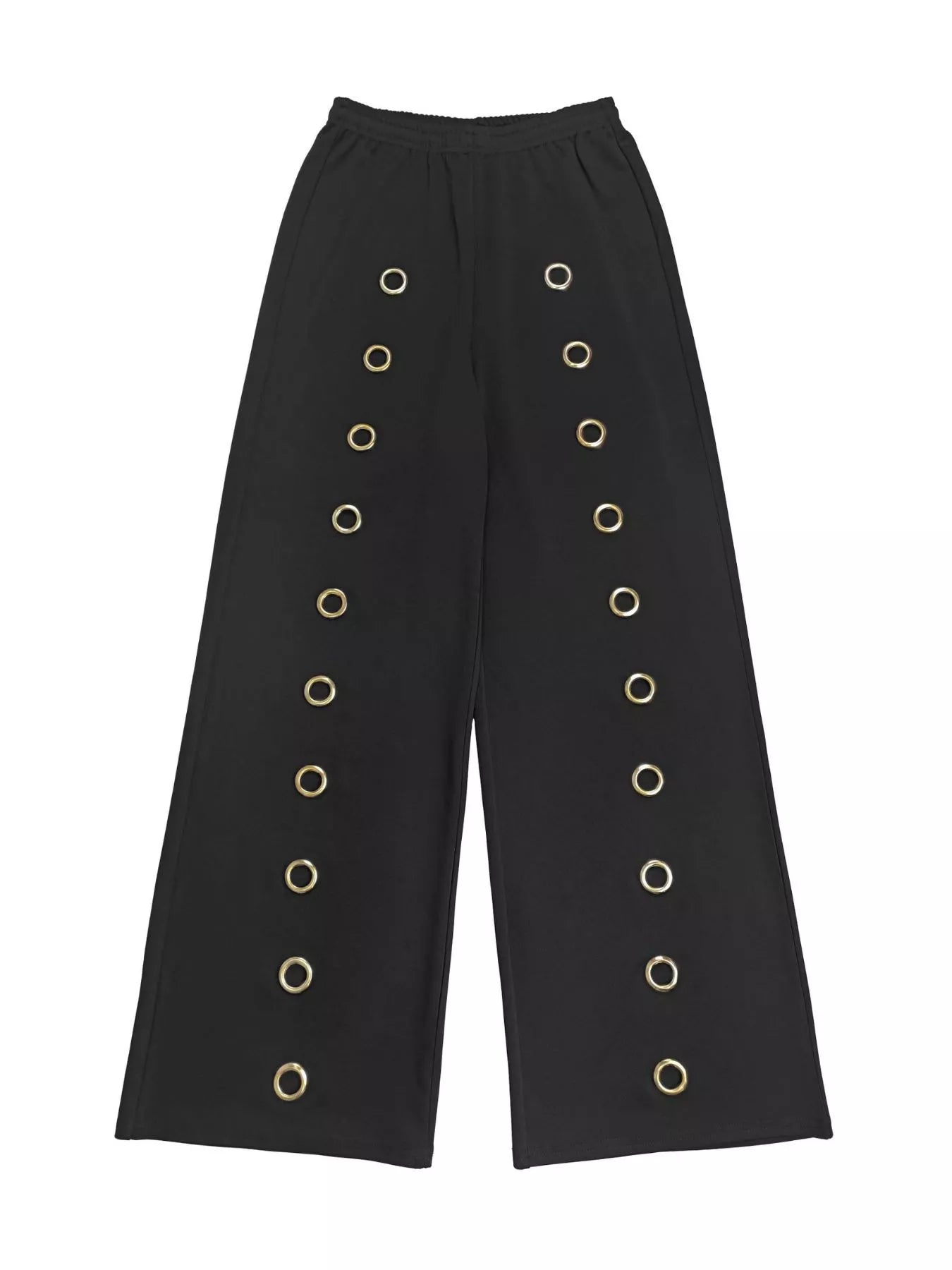 Eyelet Crop Top and Wide-Leg Pants Set