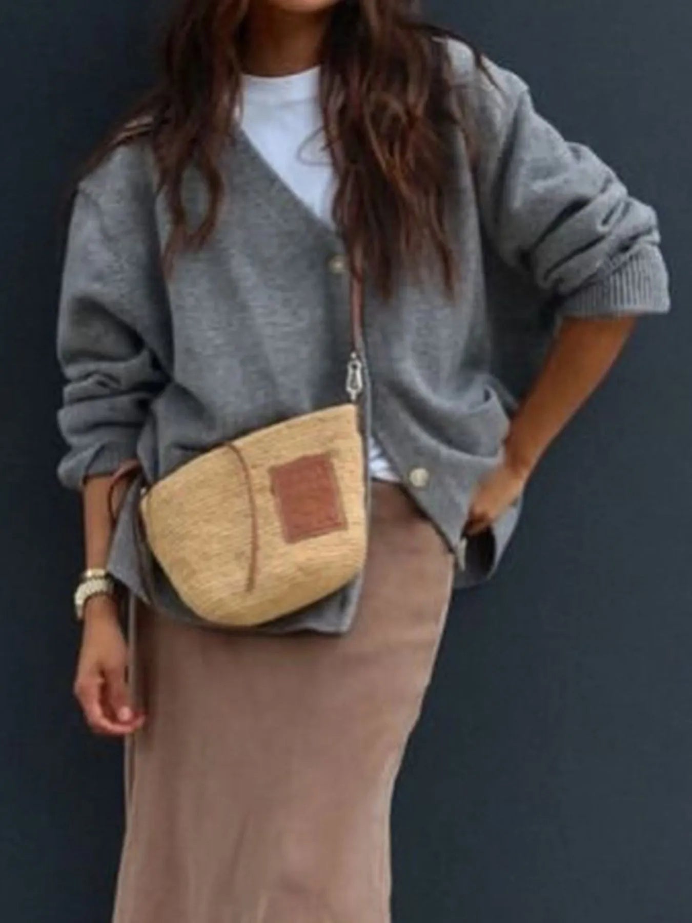 Button-Front Long Sleeve Cardigan