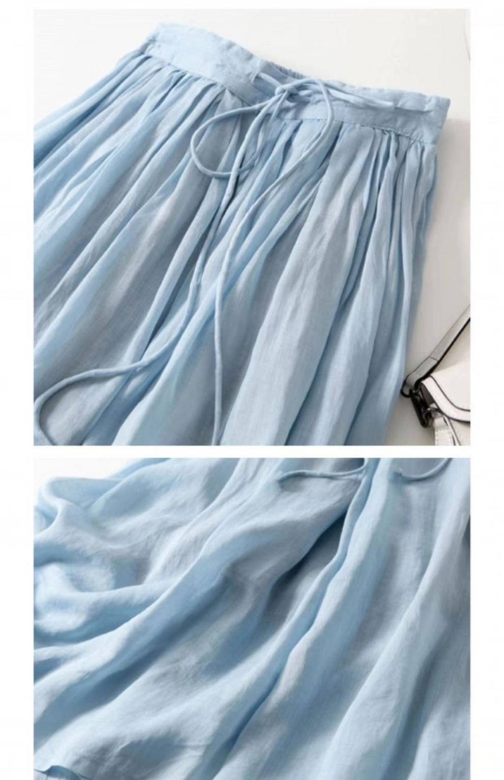 Drape flowing cotton and linen skirt