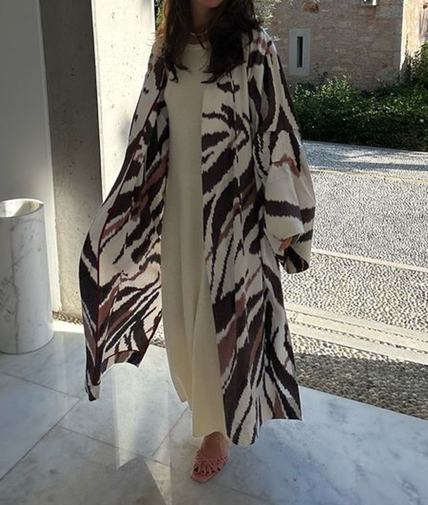 Casual Zebra-stripe Printing Long Kimono