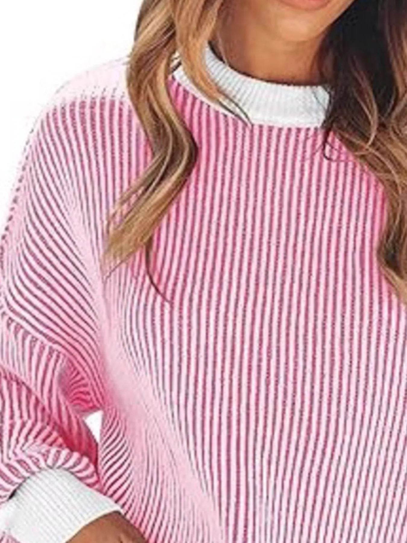 Stripe Dropped Shoulder Sweater for Women Relaxed Chic Knit