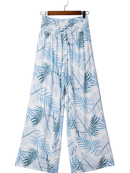 Tropical Wide Leg Pants | Shirred Waist Women’s Style