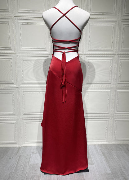 Robe longue en satin