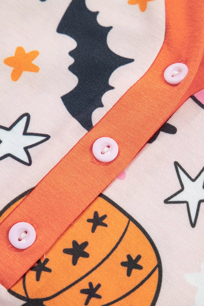Halloween Pumpkin Print Long Sleeve Home Wear Lounge Set