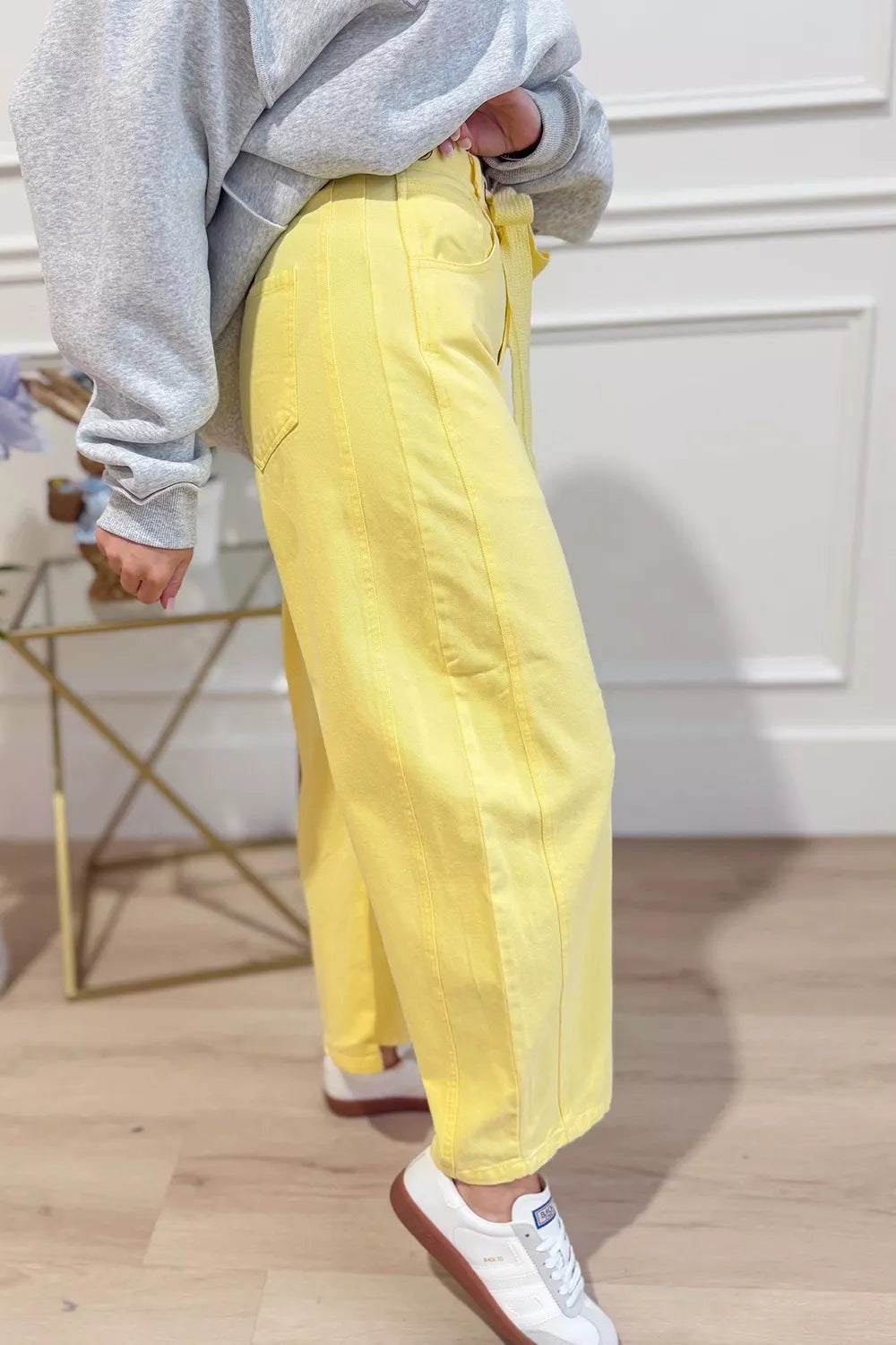 Wide-Leg Drawstring Jeans