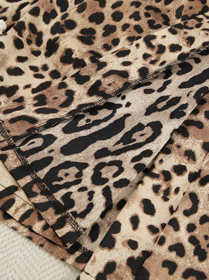 Leopard Bra & Cardigan and Shorts Set