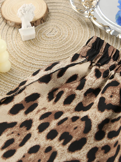 Leopard Bra & Cardigan and Shorts Set