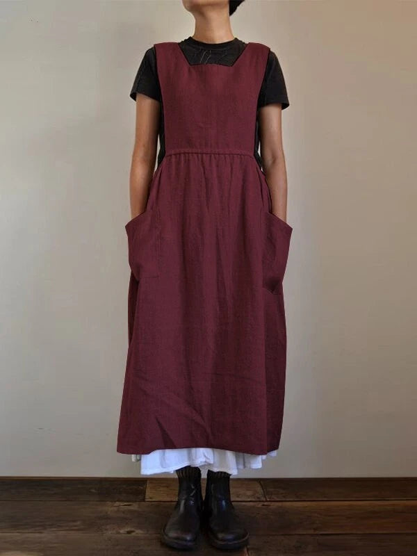 Loose Cotton And Linen Sleeveless Maxi Dress