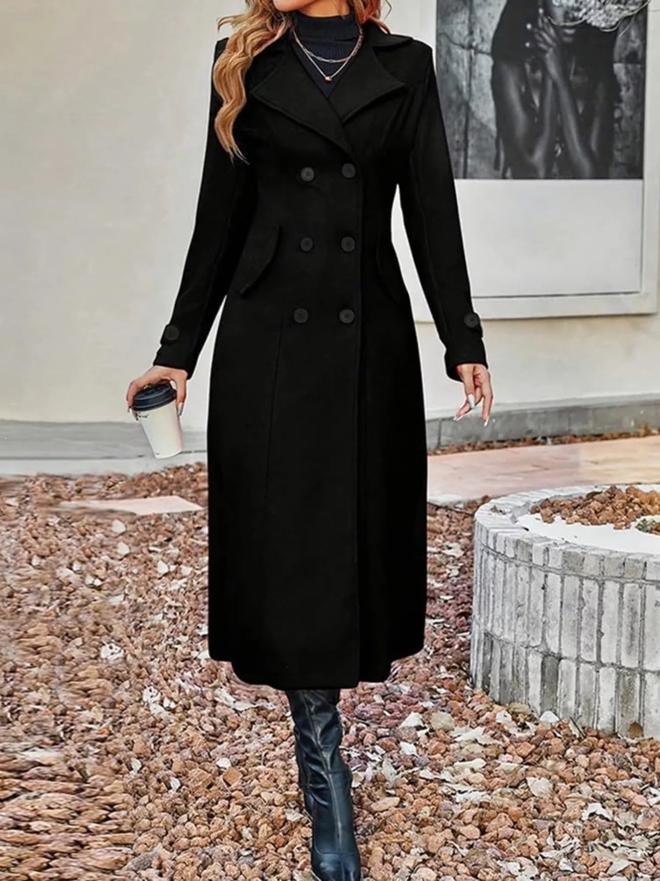 Full Size Double-Breasted Longline Trench Coat Plus Size