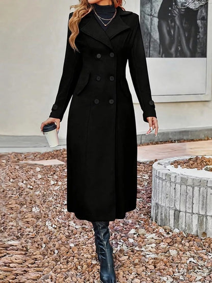 Full Size Double-Breasted Longline Trench Coat Plus Size