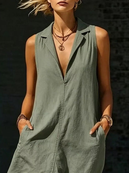 Sleeveless Maxi Dress with Side Pockets