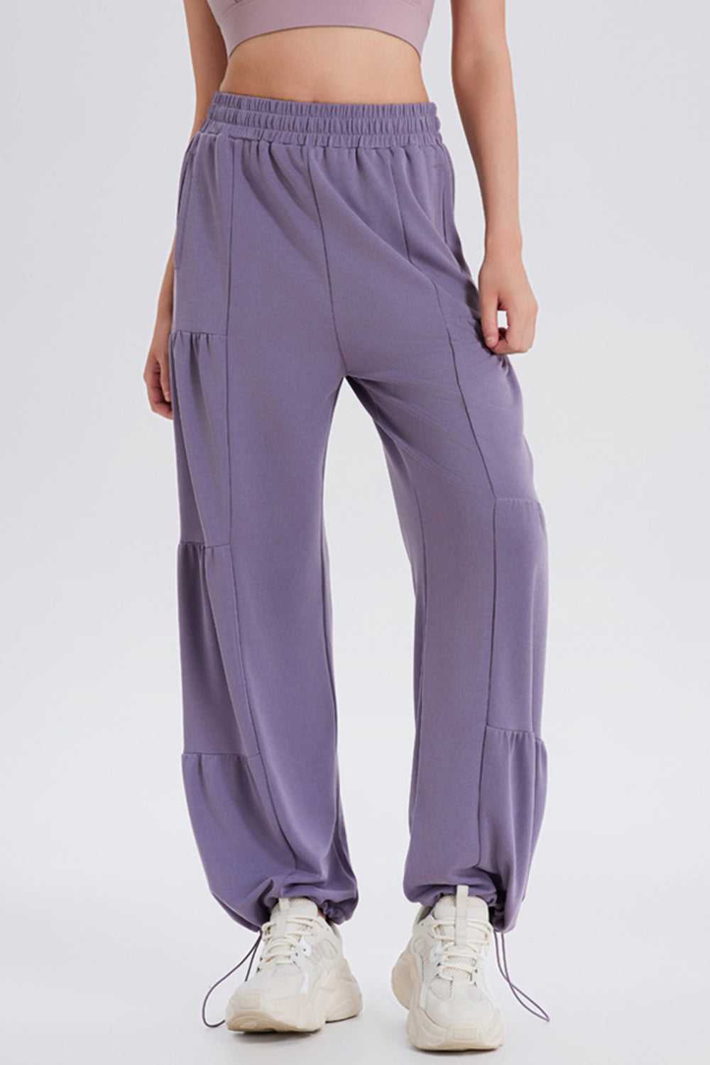 Blue Zone Planet | Basic Bae Drawstring Elastic Waist Ruched Joggers