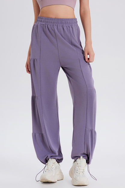 Blue Zone Planet | Basic Bae Drawstring Elastic Waist Ruched Joggers