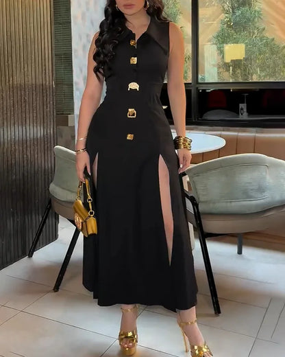 Slit Skirt Midi Dress