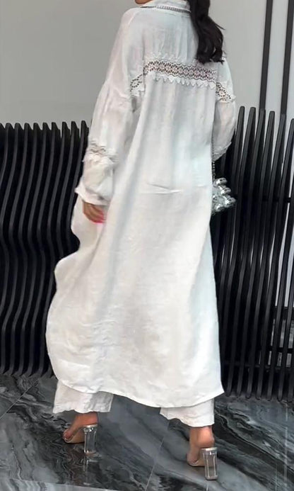 Ensemble haut à manches longues et pantalon à ourlet irrégulier