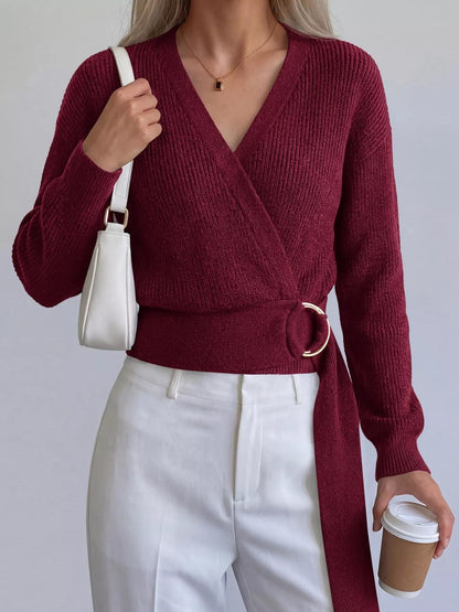 Metal Ring Detail Dropped Shoulder Sweater