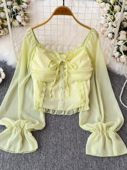Frill Flounce Sleeve Blouse