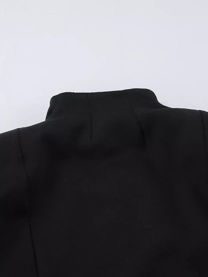 Alice's Elegant Stand Collar Blazer and Mini Skirt Set