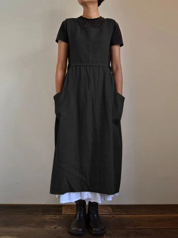 Loose Cotton And Linen Sleeveless Maxi Dress