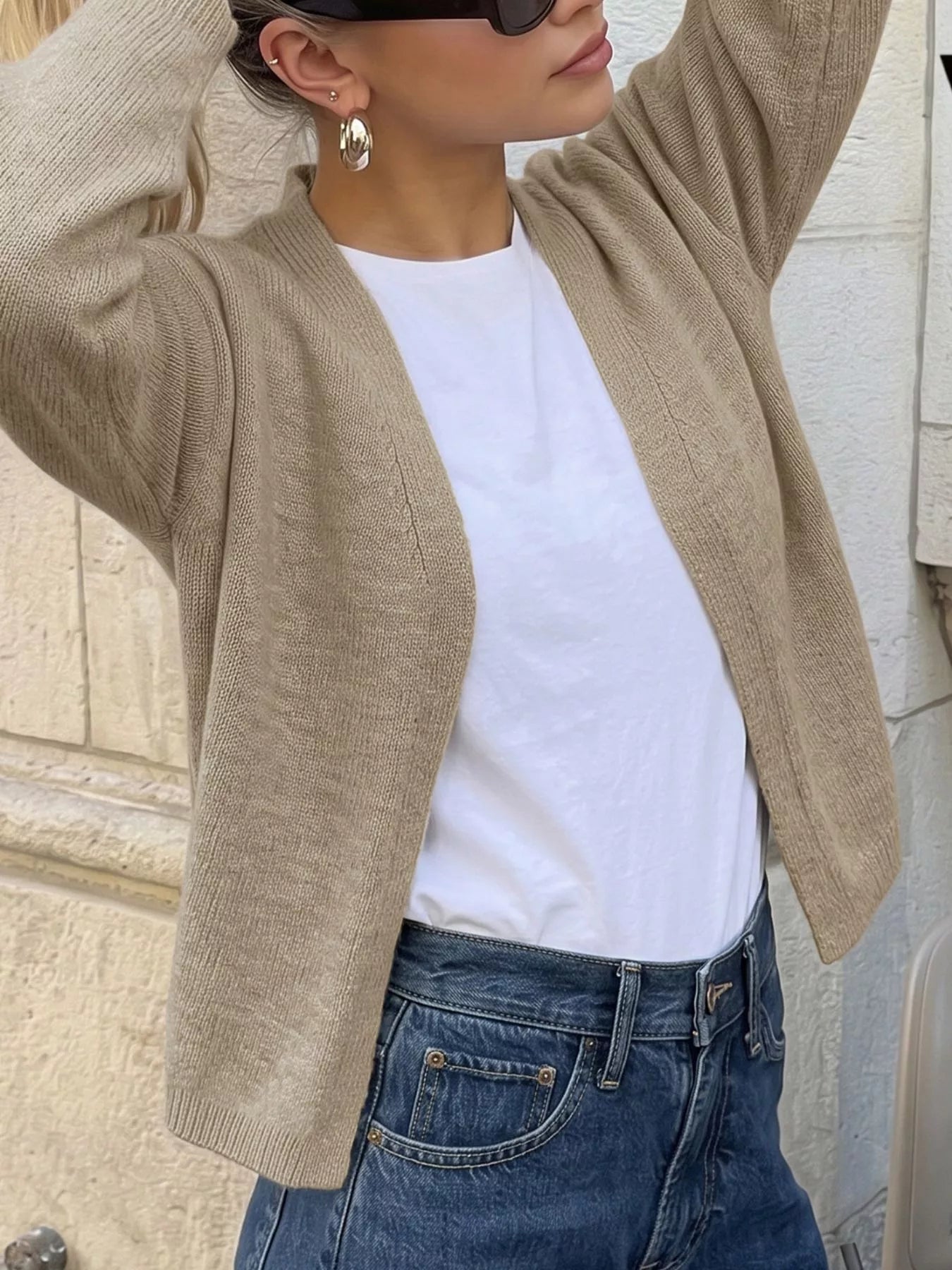 Open-Front Knit Cardigan