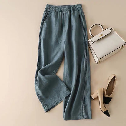 Summer thin cotton linen wide-leg pants