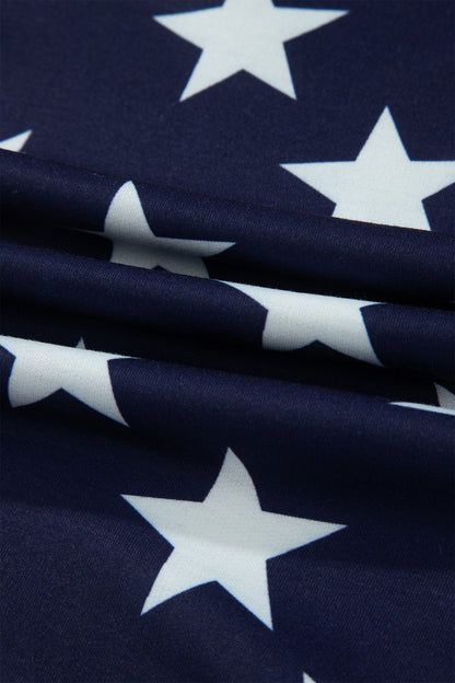 Multicolour Stars Stripes American Flag Zipped Collar Oversized Sweatshirt