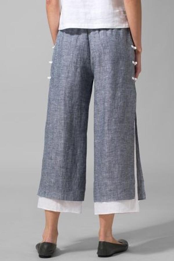 Casual Paneled Wide Leg Pants