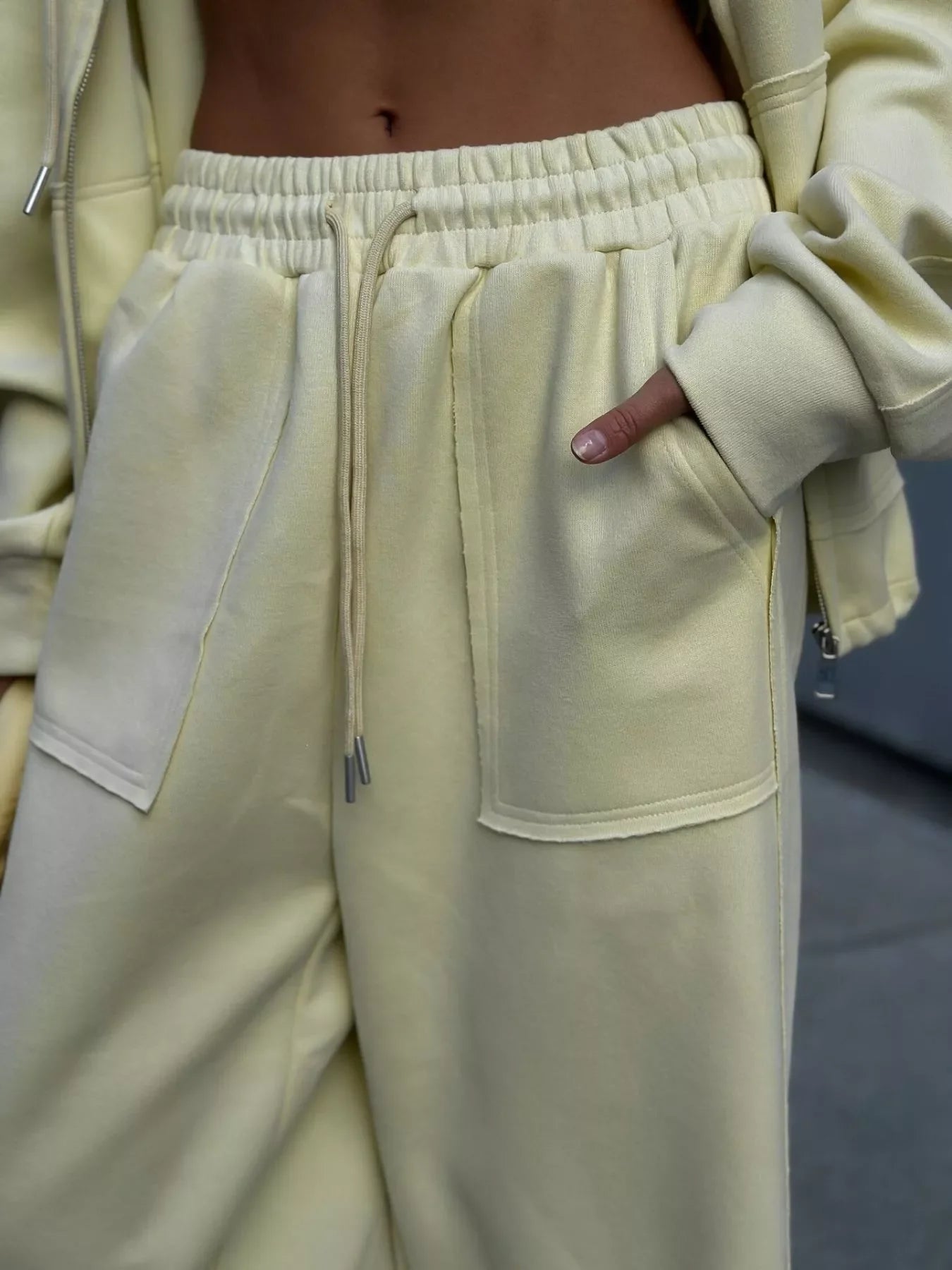 Oversized Zip-Up Hoodie and Wide-Leg Pants Set
