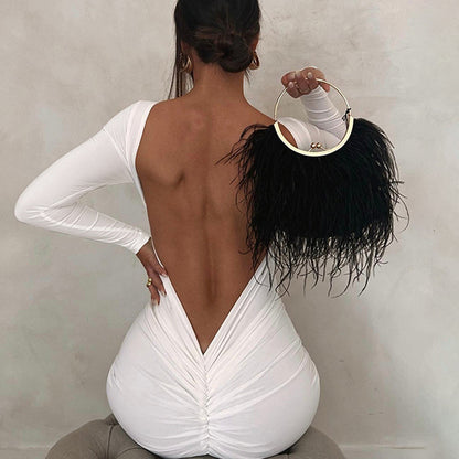 Sexy Backless Solid Color Maxi Dress