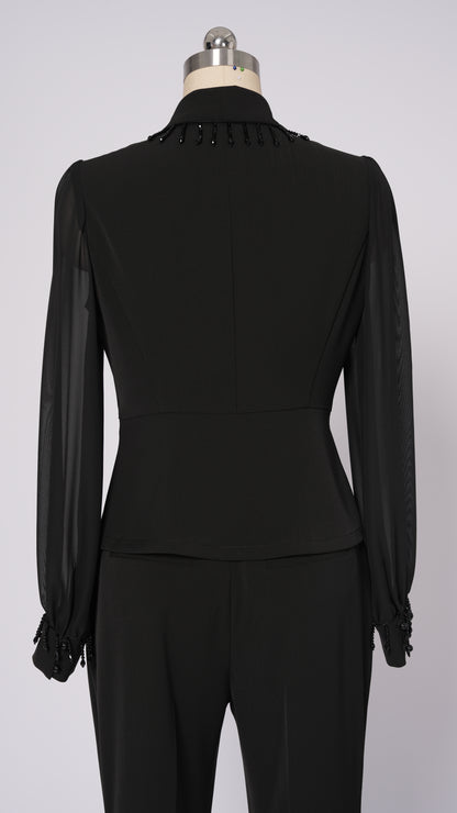 Ensemble haut en maille perlée et pantalon large pour femme