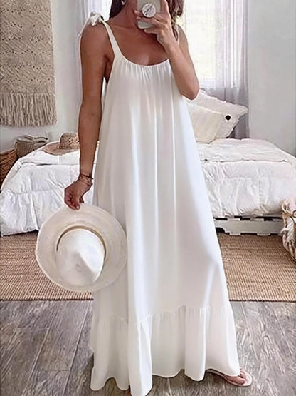 Sleeveless Tie Strap Flowy Maxi Dress