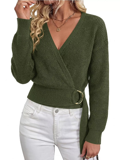 Metal Ring Detail Dropped Shoulder Sweater