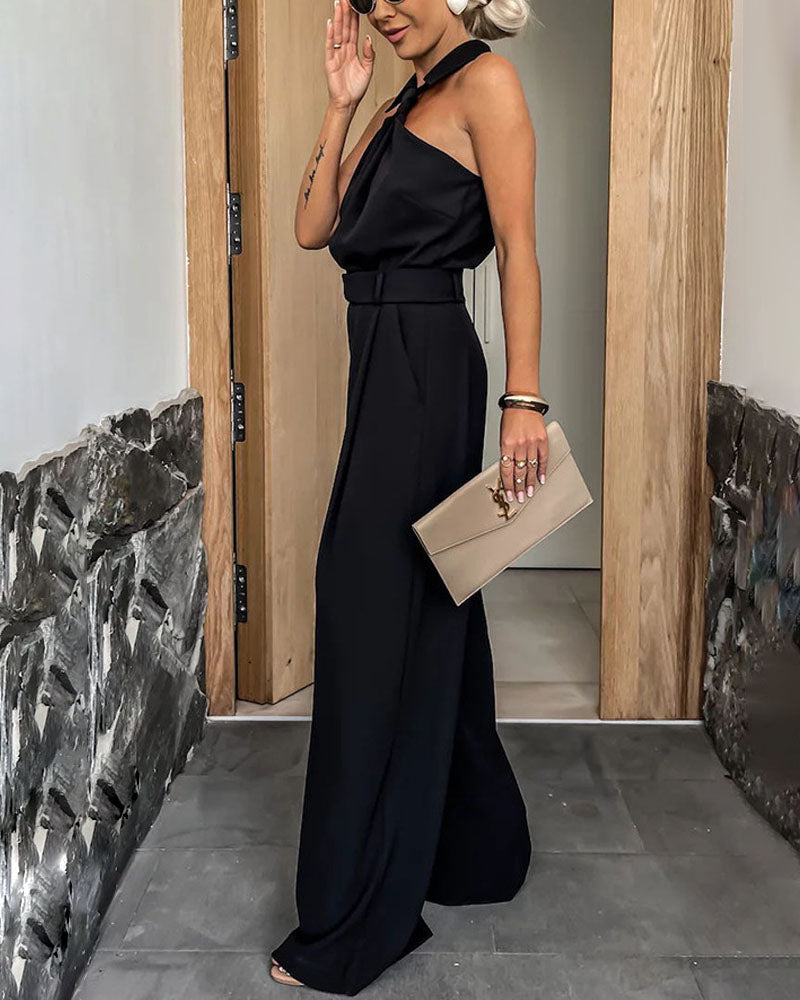 Fashion Pocket Sleeveless Jumpsuit