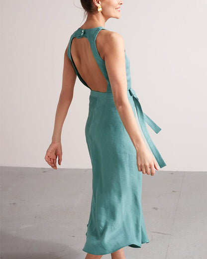 Chic Button Open Back Dress