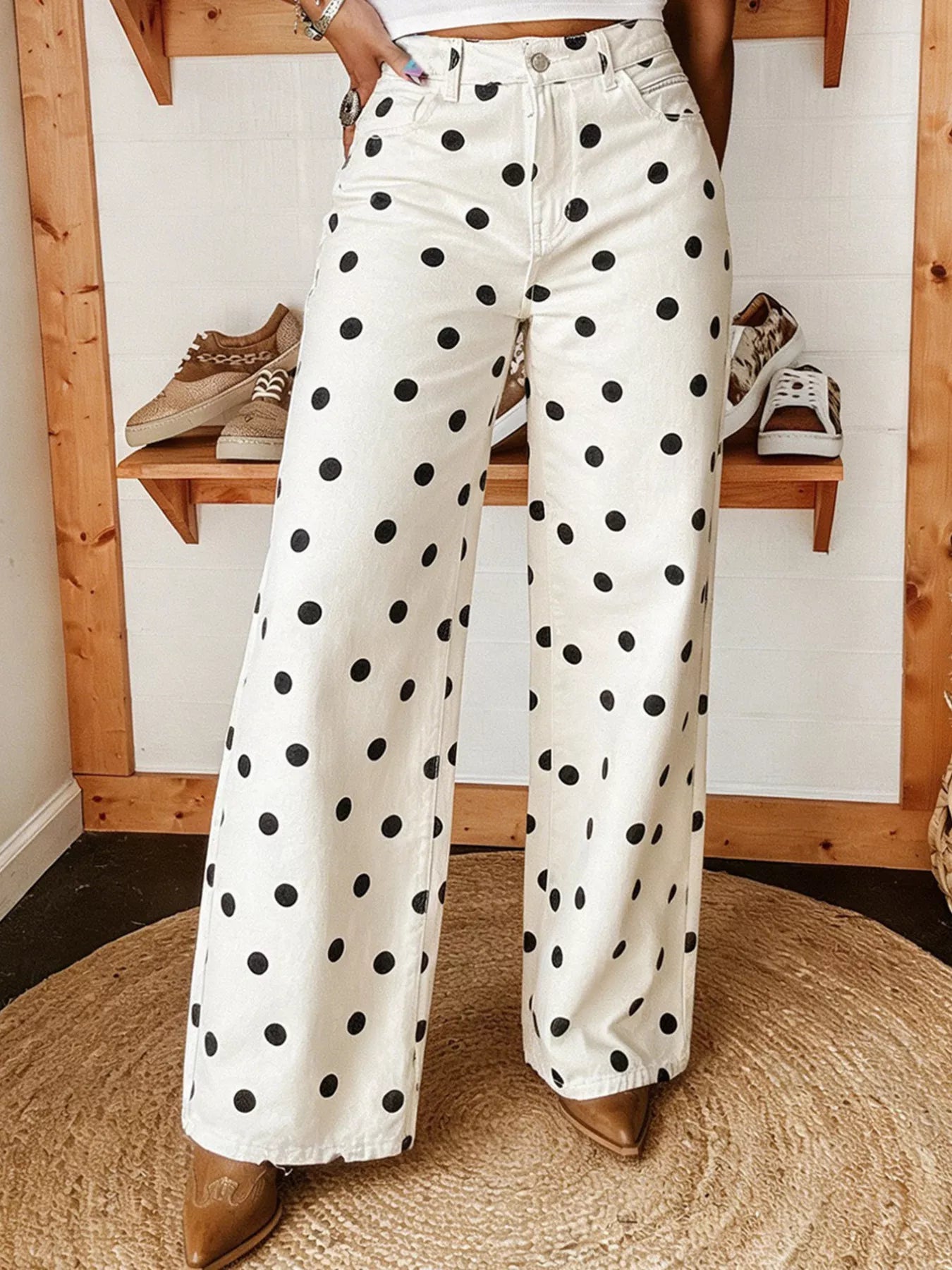 Polka Dot Wide-Leg Jeans for Women | Statement Denim