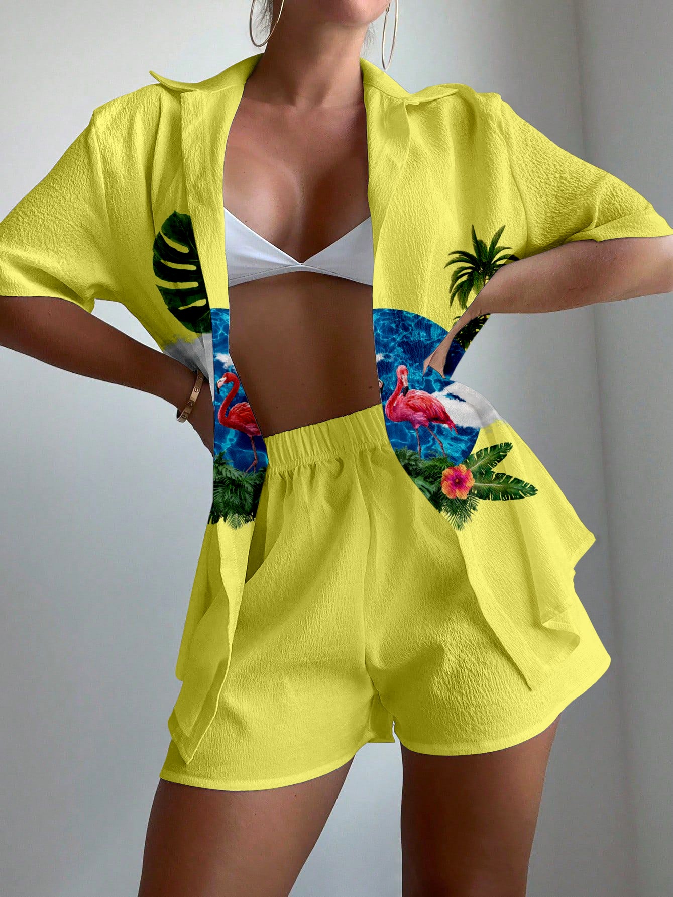 Beach vacation print two-piece set