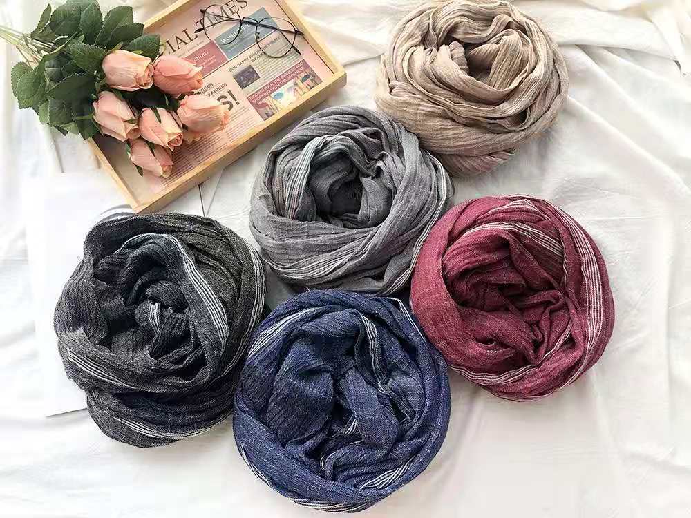 Patchwork Frayed Natural Cotton Scarf