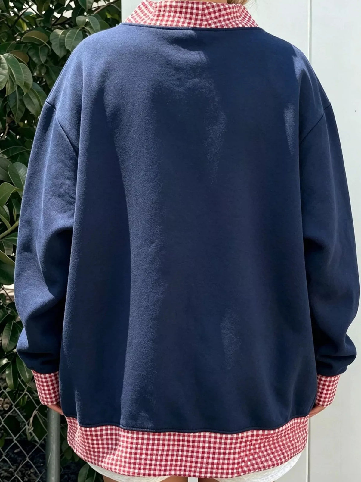 Polka Dot Contrast Trim Dropped Shoulder Sweatshirt