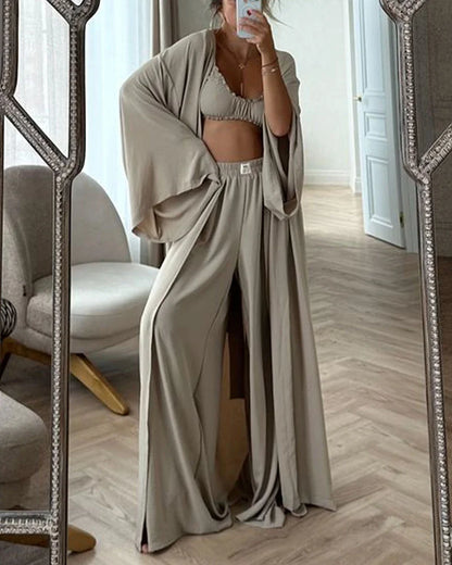 Ensemble deux pièces veste cardigan décontractée et pantalon 