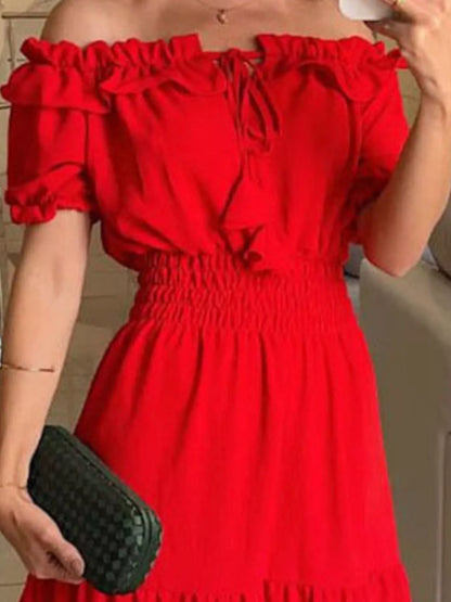 Off-Shoulder Ruffled Tiered Maxi Dress